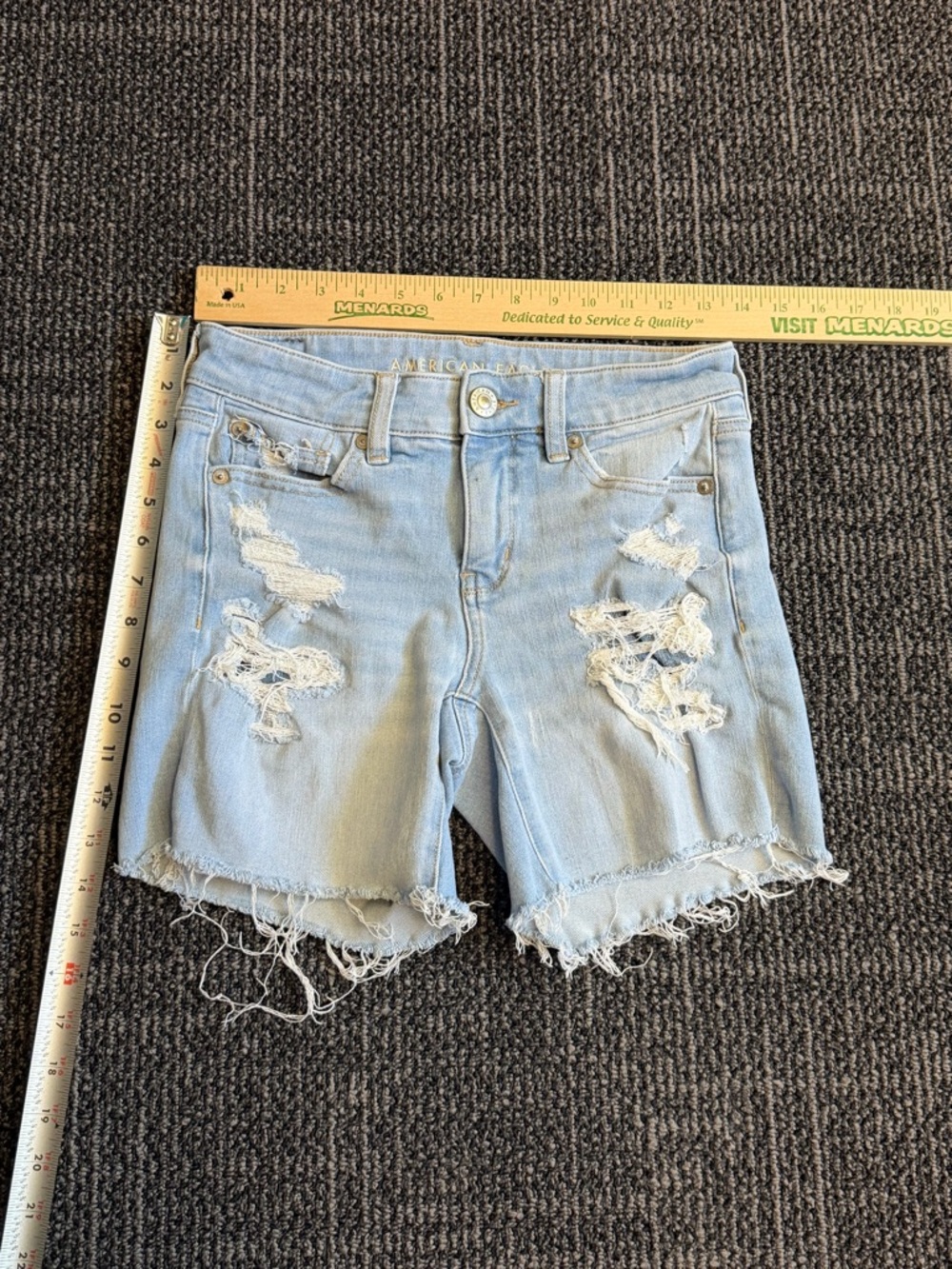 American Eagle Outfitters Light Blue Distressed Denim Jean Shorts